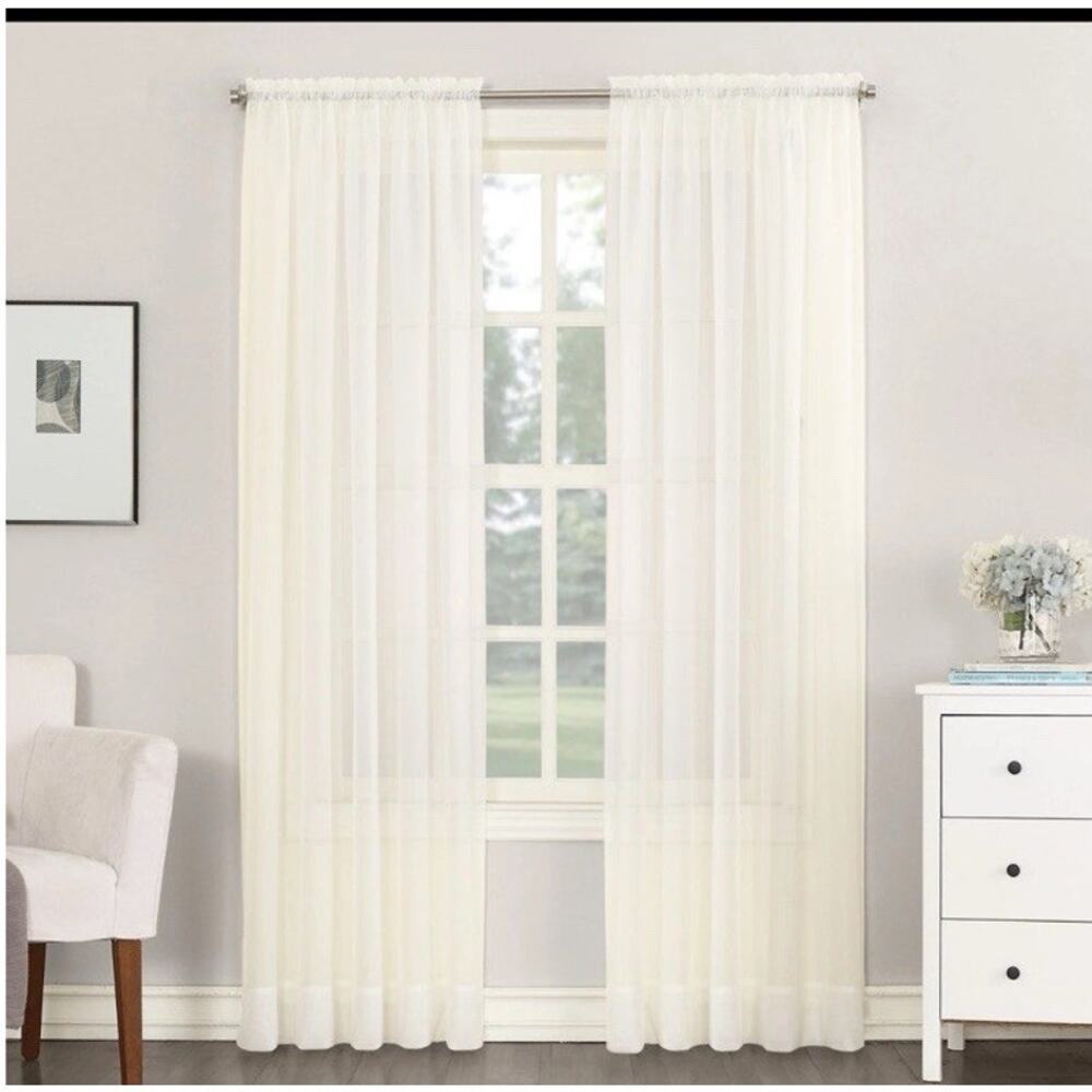 Lichtenberg No. 918 Emily Sheer Voile Curtain 1 Panel 59" W x 63" L Eggshell New